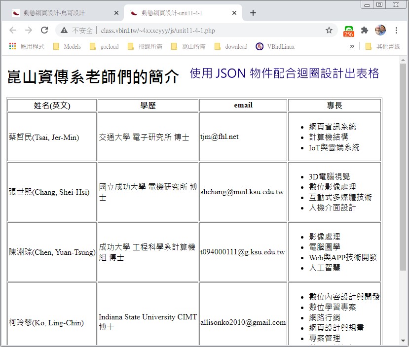 自訂 JSON 物件的練習