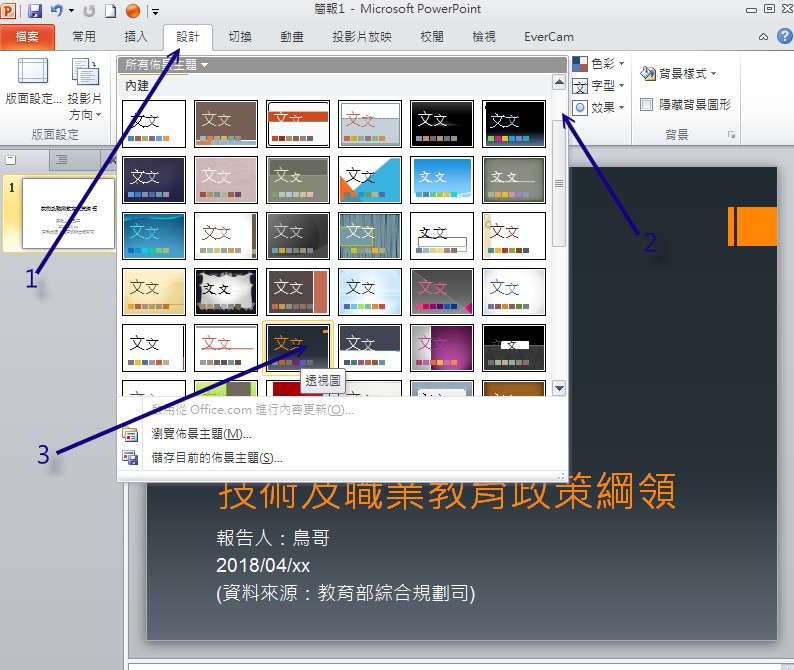 Power Point 標題頁面與整體版面