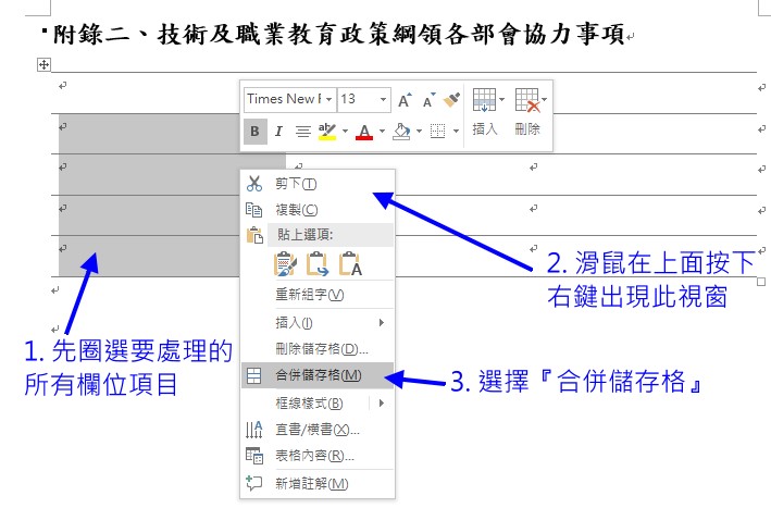 表格的製作